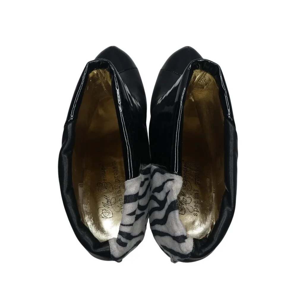 Matt Bernson Special Project Triad Zebra Patent Leather Foldover Heeled Boots